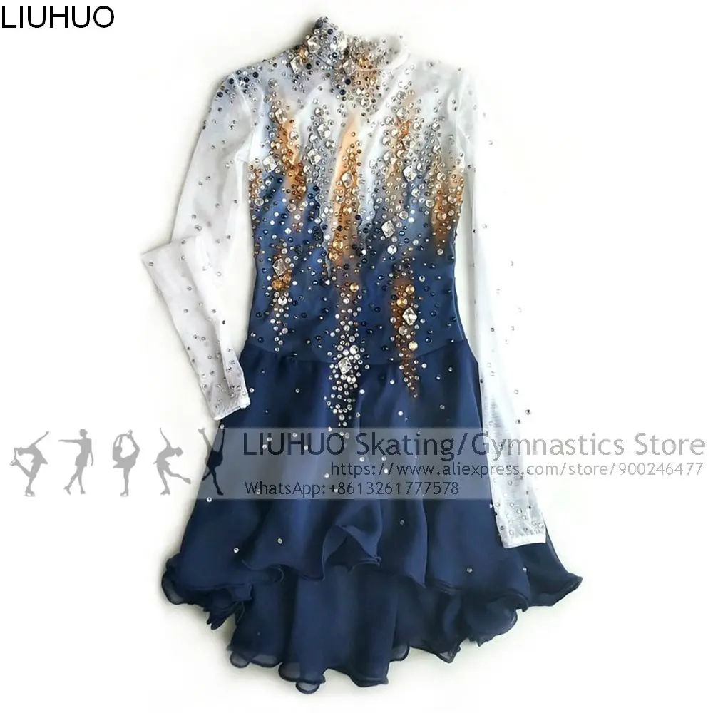 

Платье для фигурного катания, синее, градиентное, для девочек и подростков