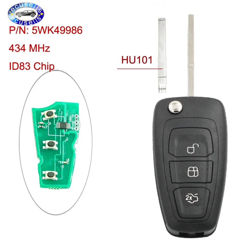 3 кнопочный откидной дистанционный ключ для Ford C Max S Focus Grand Mondeo 2010 2014 433 МГц ID83 CHIP