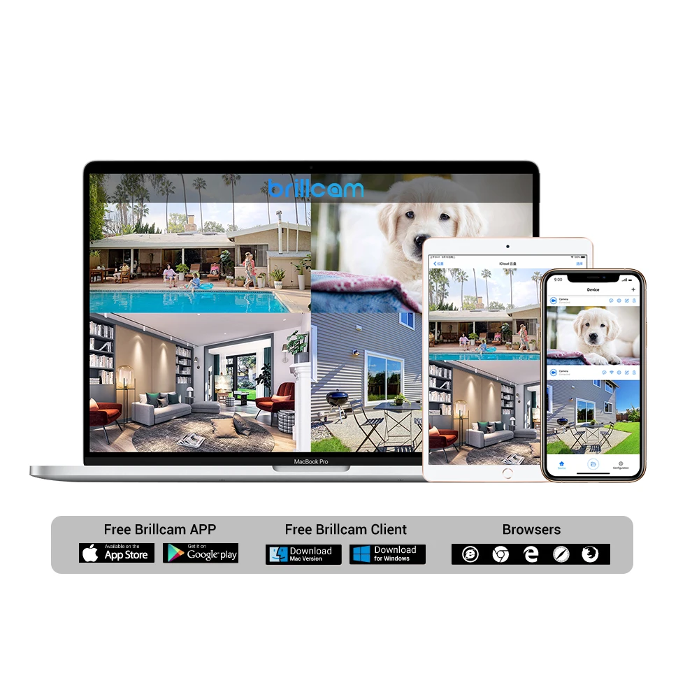 Комплект IP камер Brillcam 4K Ultra HD POE 8 канальная система видеонаблюдения Мп H.265 NVR