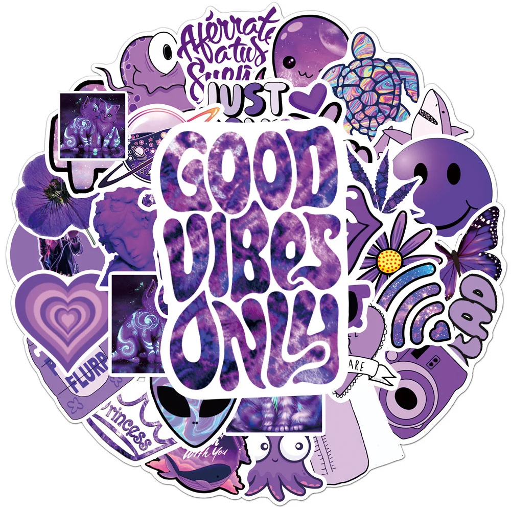 103050pcs purple fashion aesthetic stickers for motorcycle journal skateboard laptop waterproof graffiti cool decals kid toys free global shipping