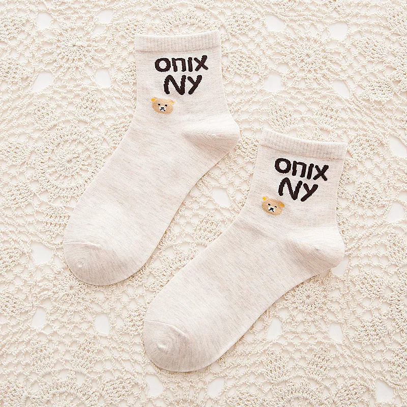 

Women White Black Pink Cute Funny Socks Harajuku Bear Cotton Ankle Sports Cartoon Christmas Sheer Heart Girls Socks