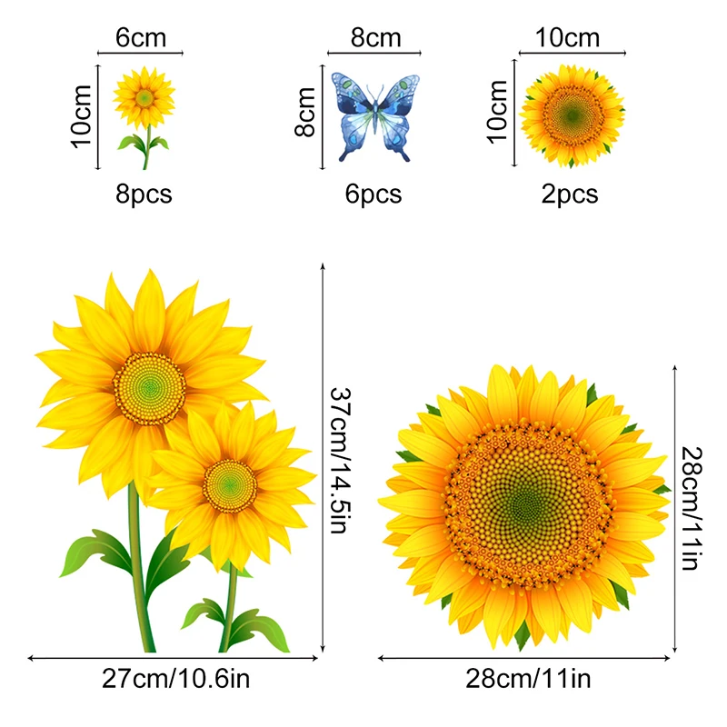 

Sunflowers Wall Stickers Green Leaves Stickers for Living Room Kids Room Bedroom Wall Decal Home Decoration Home Decor Murals
