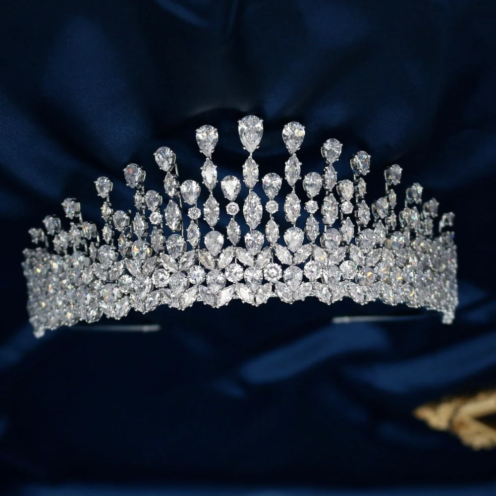 YCDZSWWL Elegant AAA Cubic Zirconia Inlayed Luxury Bridal Crowns Crystal Wedding Tiaras Women Headbands Flashy Headwear