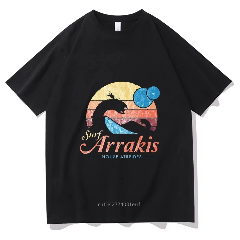 

Visit Arrakis Vintage Distressed Surf Dune T-shirt Fashion Loose Short Sleeve Summer Tee Shirt