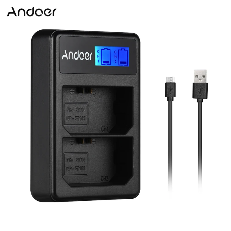 Andoer lcd 2-FZ100 ЖК-дисплей двухканальный камера зарядное устройство для sony NP-FZ100 a9 a7RIII a7III камера зарядное устройство