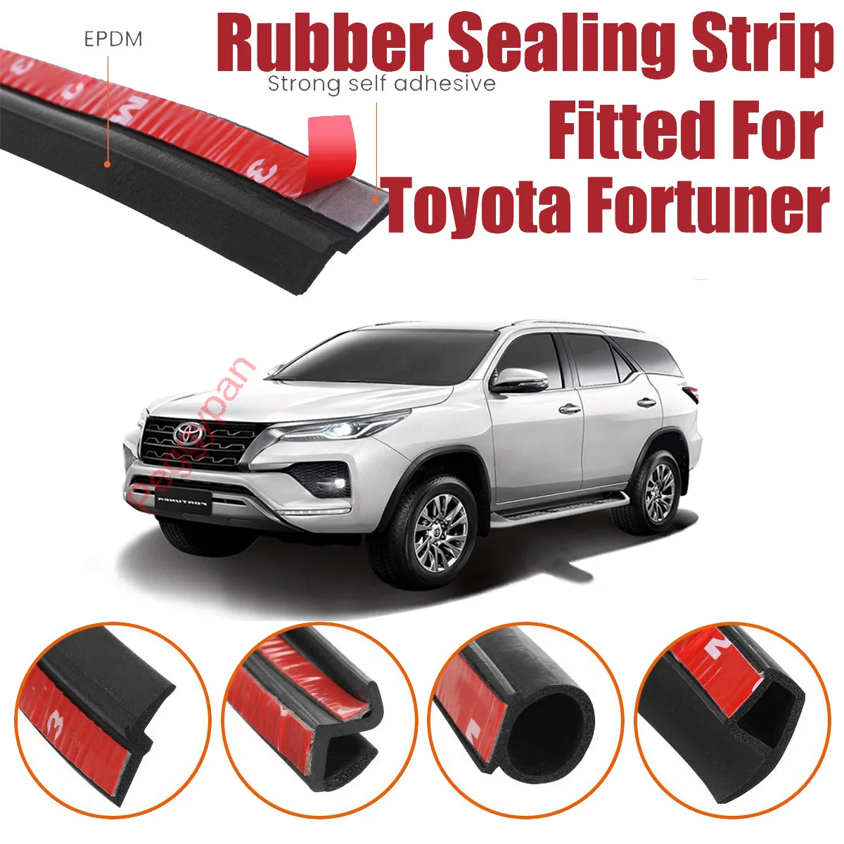 Door Seal Strip Kit Self Adhesive Window Engine Cover Soundproof Rubber Weather Draft Wind Noise Reduction For Toyota Fortuner