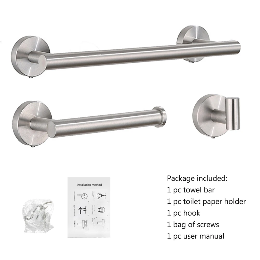 

Easy Install Toilet Paper Holder Multifunction Hotel Wall Mounted Modern Bathroom Hardware Set Brushed Stainless Steel Towel Bar