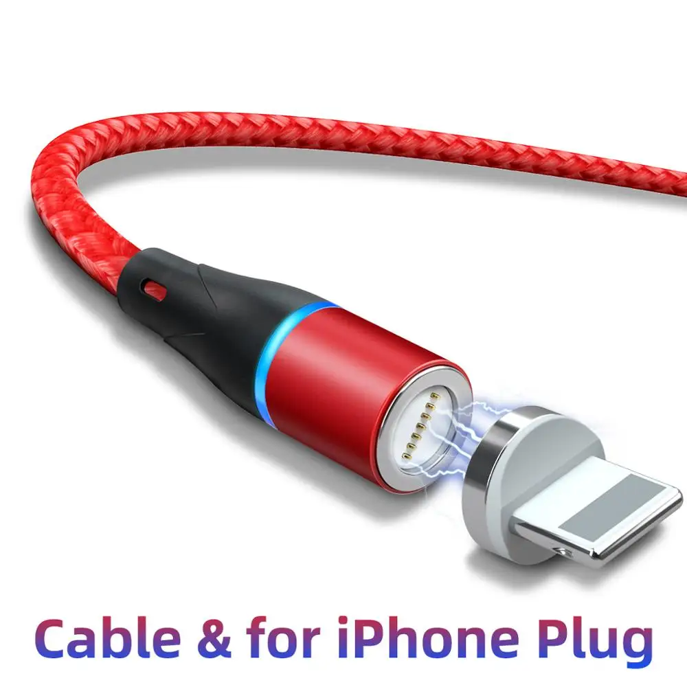 RED For IOS cable ANMONE type C Магнитный кабель Android Micro USB кабели Мобильный планшет быстрое зарядное устройство магнитный шнур телефон зарядка данных USB кабели - Цвет: RED For IOS cable