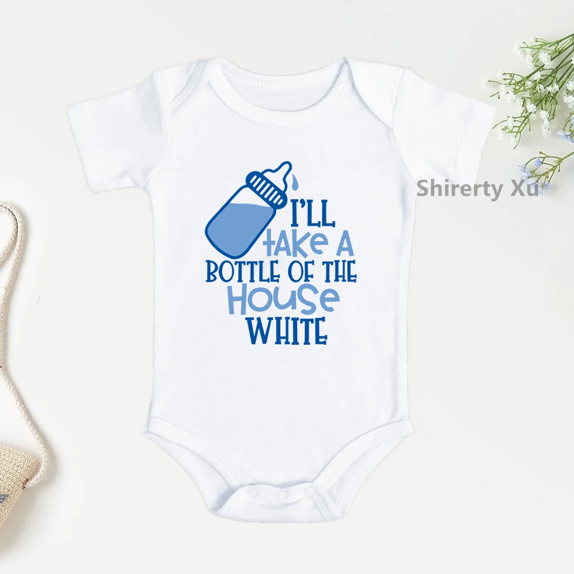 I'll Take A Bottle of The House White Funny Baby Onesie Breastfeeding Newborn Baby Bodysuits Cotton Baby Boys Girls Clothes