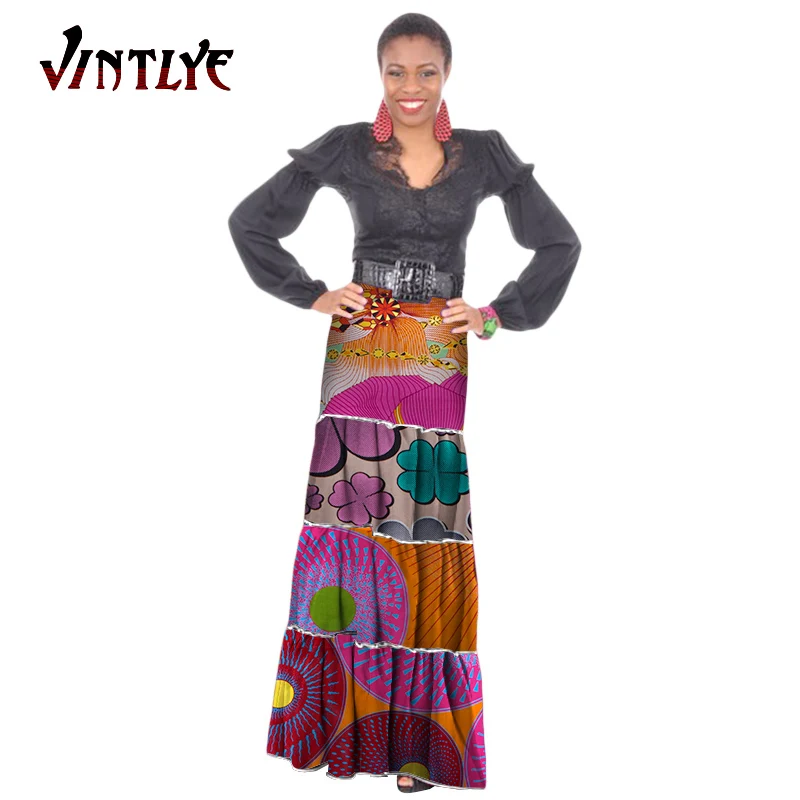 

Summer Fashion African Women Skirts Patchwork Long Floral Print Lady Skirts Maxi Pencil Skirt Robe Skirts Africaine Femme Wy204