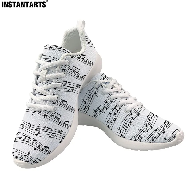 

Женские сетчатые кроссовки INSTANTARTS, Вулканизированная подошва, удобная дышащая обувь, с принтом музыкальных нот, на шнуровке, повседневная о...