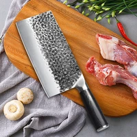 8 inch handmade forged chef knife meat cleaver bone chopping vegetable cutting kitchen knife 5cr15 high carbon stainless steel