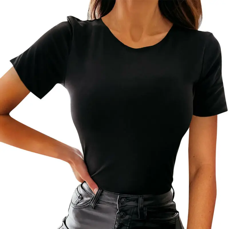 

Summer Women Backless Sexy Short Sleeve Ladies Causal Tops Shirts Tee Outfits