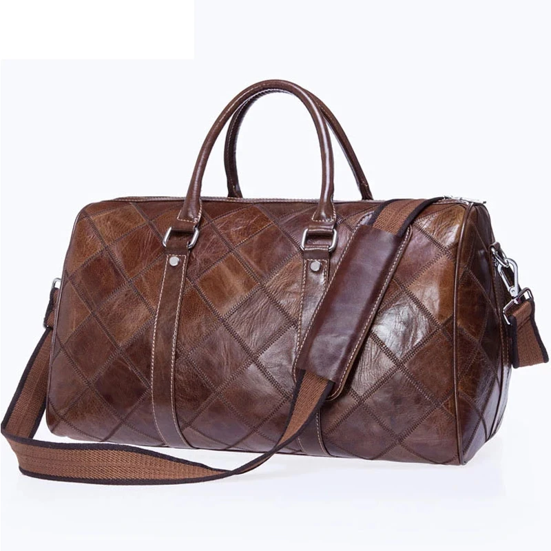 Luufan Men's Travel Bags Hand Luggage Genuine Leather Duffle Bags Leather Luggage Travel Bag Suitcases Handbags Big/Weekend Bag