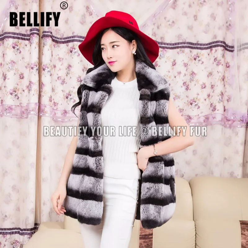 2020 New Brand Design Luxury Full Pelt Natural Chinchilla Rabbit Fur Vest Women Winter Gilet Warm Real Fur Vests Waistcoat CW224