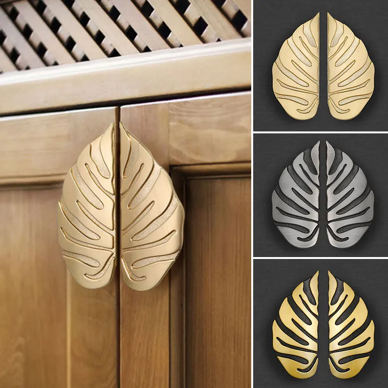 

Handles For Furniture Drawers Vintage Leaf Shaped Cabinet Door Handle Dresser Wardrobe For Kitchen Cupboard Door Handle Hardware