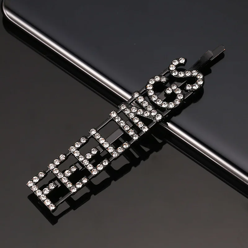 Стразы металлические заколки в виде букв для волос женщин шпильки девочек черные
