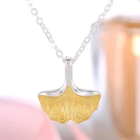 real 925 sterling silver fashion ginkgo leaf pendant personality necklace for women ladies charm jewelry accessories gifts sn147