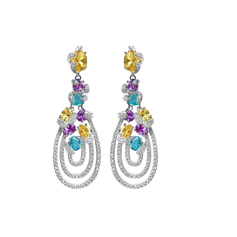 Женские серьги-подвески с инкрустацией из циркона