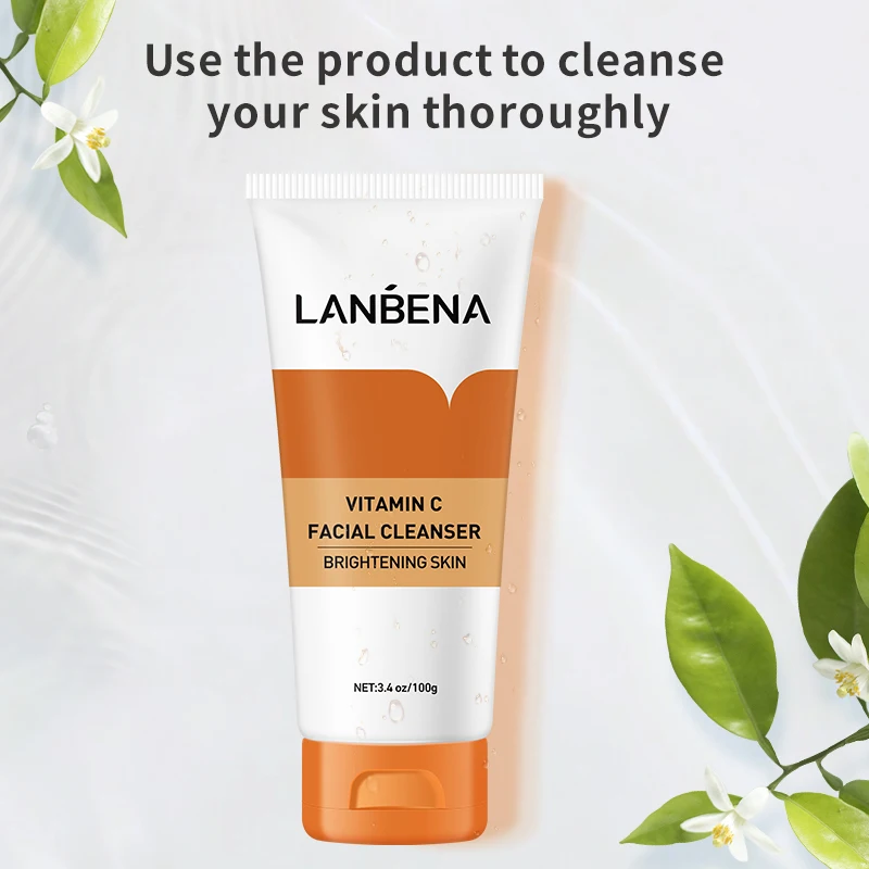 

LANBENA Face Cleanser VC Whitening Cleansing Facial Foam Acne Treatment Repair Ectoin 24K Gold Peptide Anti Aging Skin Care 100g