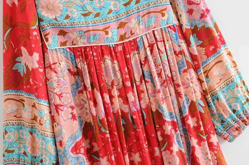 Boho Queens женское Красное пляжное длинное богемное Платье макси с цветочным принтом