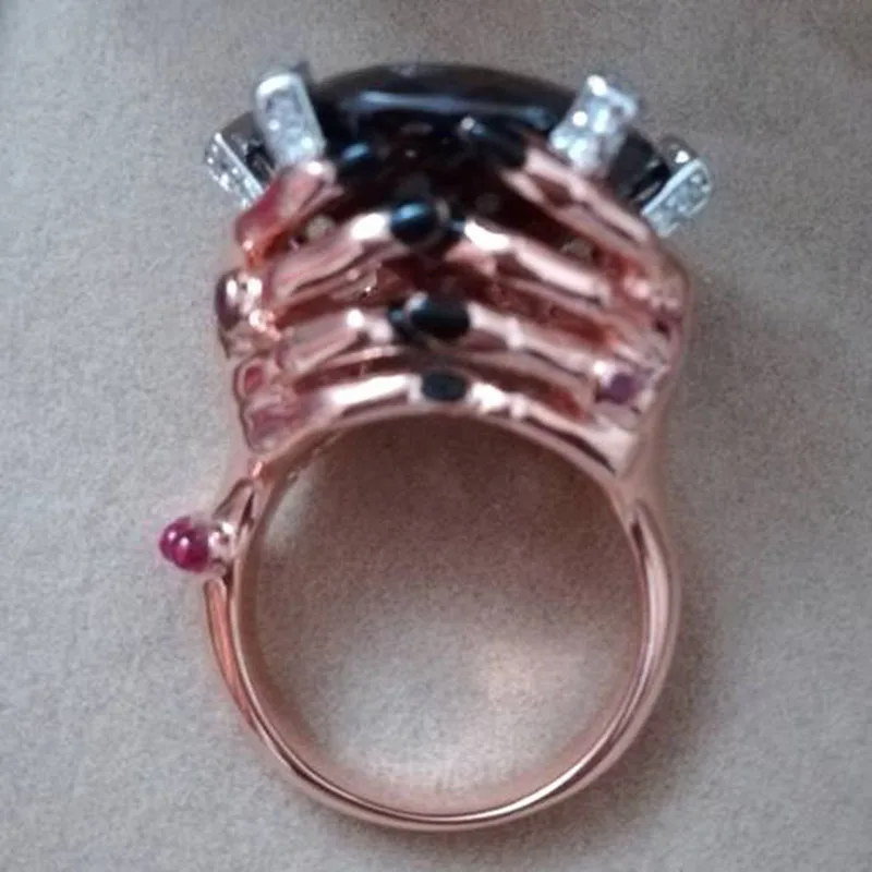 Qi Xuan_Fashion Jewelry_Big темно-красный камень роскошный гнев Rings_S925 Стерлинговое Серебро твердые руки палец rings_завод прямые продажи