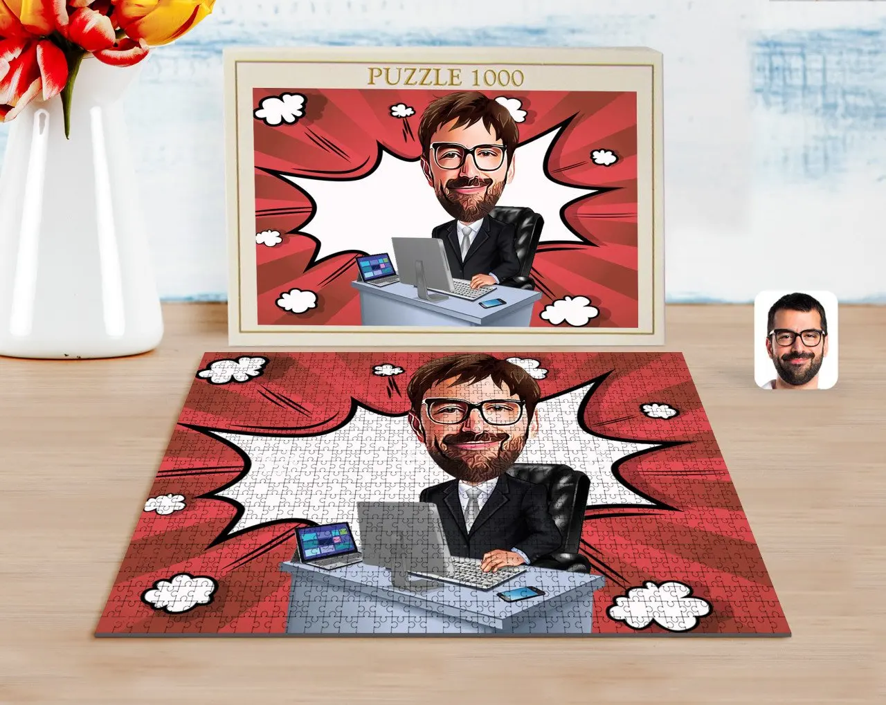 

Personalized Men 'S General Manager Caricature of 1000 Piece Professional Puzzle-1