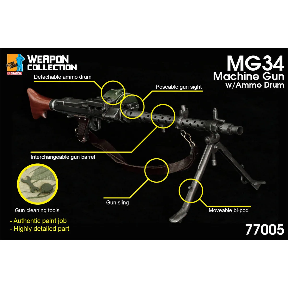 Коллекция оружия в масштабе 1/6 Dragon DML 77005 / 77006 MG34 модель пулемета для экшн-фигурки