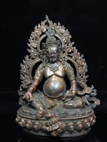 13 tibet buddhism old bronze cinnabars huang caishen yellow god of wealth buddha statue tantra protector enshrine the buddha