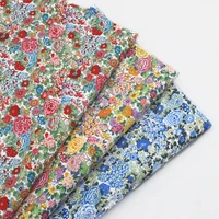145x50cm red blue rose thin cotton printed poplin sewing fabric making summer shirt dress clothing cloth