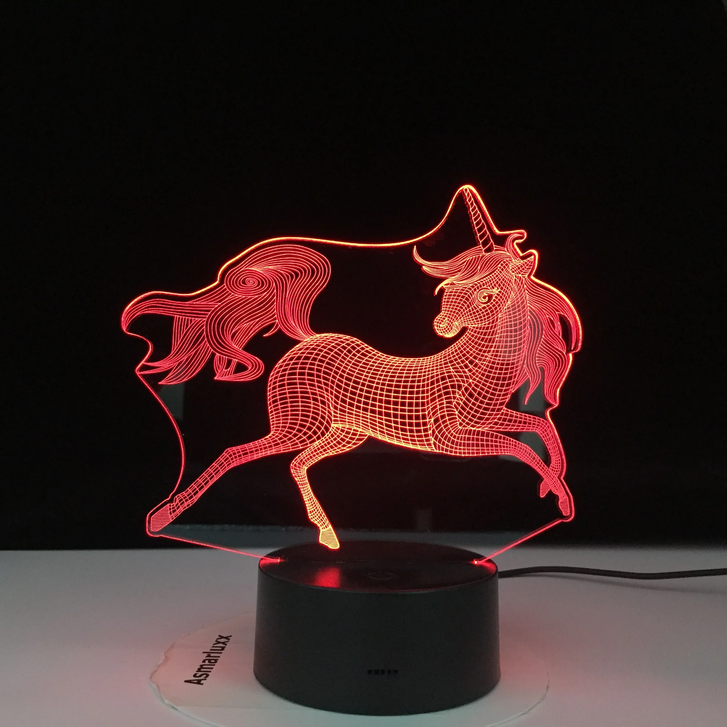 Новый дизайн Единорог 3D светодиодный светильник вечевечерние мультфильм лампа 7