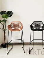 nordic bar stool simple modern high feet stool rattan chair leisure backrest simple household bar chair creative bar stoolscd