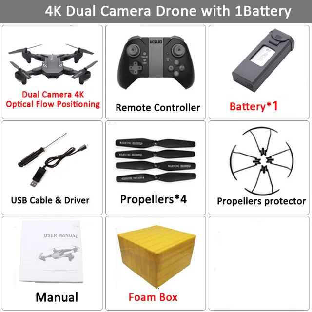 4K 1BAT FOAM BOX Visuo XS816 складной Дрон с двойной камерой 4K WiFi FPV селфи широкоугольный оптический поток позиционирования RC Квадрокоптер вертолет игрушки - Цвет: 4K 1BAT FOAM BOX
