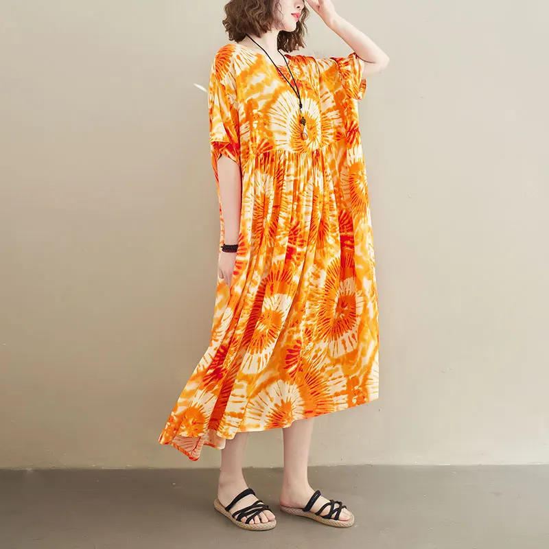 

Plus Size Women Dress Summer Sundress Beach Holiday Floral Print Fashion 2021 Vestidos Loose Casual Maxi Dress Clothing