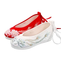 yuanembroidery chinese traditional style wedding shoes embroidery round flats melaleuca rubber ankle strap platform hanfu shoes