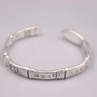 real silver bangle 999 fine silver womens pure silver bracelet retro lotus lucky without certificate mother gift 55 58mm