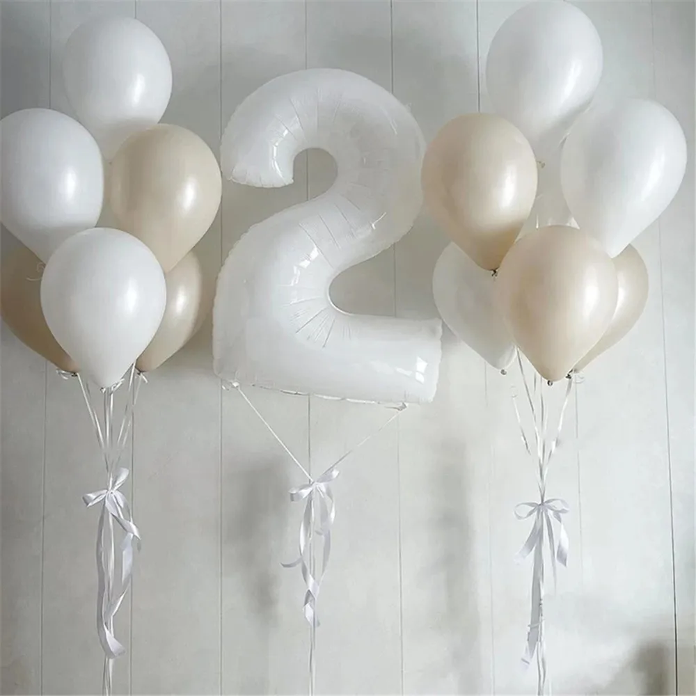 

13Pcs/Set 40 inch White Number Foil Latex Balloons For Marriage Wedding Anniversary Children’s Birthday Party Balloon Decoration