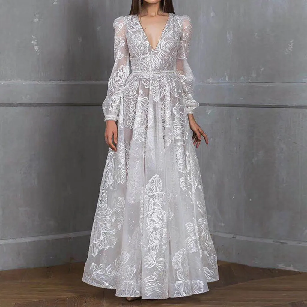 Кружевное белое платье макси для женщин сексуальное элегантное вечернее с
