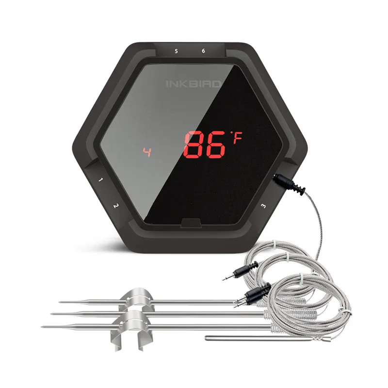 IBT-6XS Black Inkbird IBT-6XS, для приготовления пищи, Bluetooth, беспроводной, для барбекю, цифровой термометр, магнит и USB, Перезаряжаемый для духовки, мяса, гриля, курения, барбекю - Цвет: IBT-6XS Black