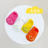 2021 new children socks spring and summer trendy socks smiling face printing toddler boat socks boys and girls thin kids socks
