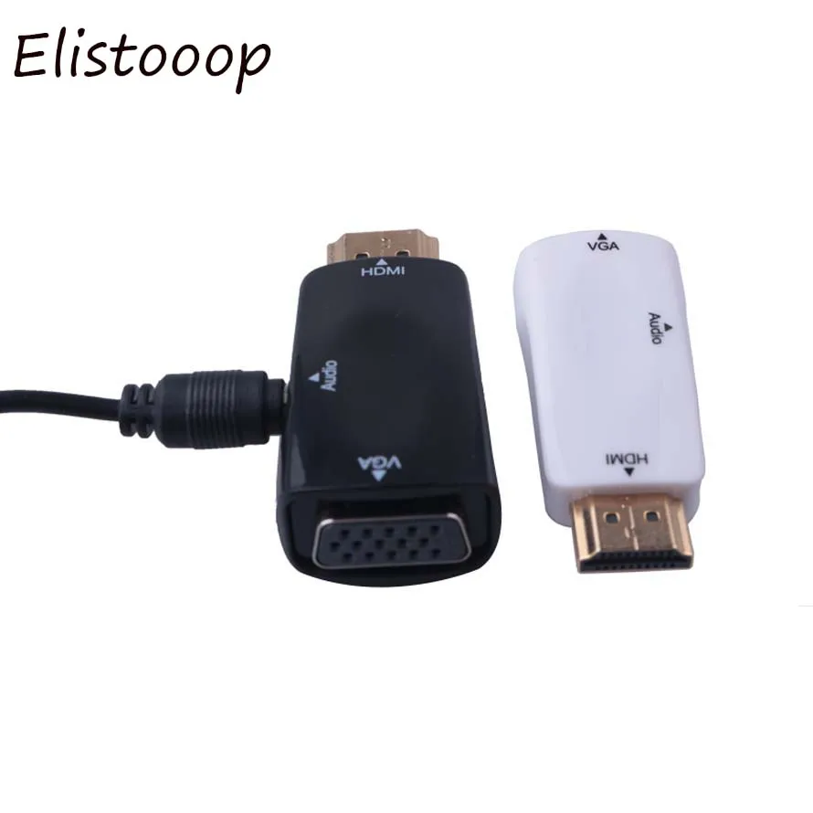 Адаптер Elistooop HDMI в VGA Аудиокабели конвертер типа Папа мама HD 1080P для ПК ноутбуков