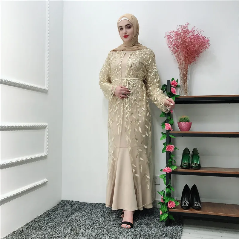 

Women Ramadan Abaya Dubai Turkish Kaftan Turkey Bangladesh Embroidery Muslim Dress Caftan Robe Cardigan Islamic Clothing Hijab
