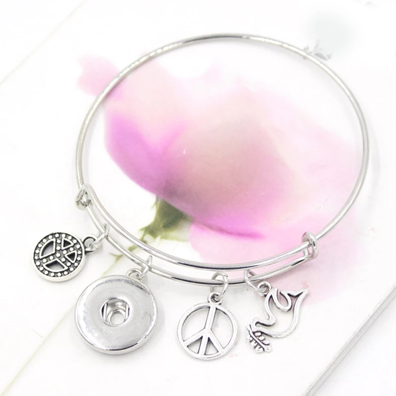 Взаимозаменяемая защелка дневной знак мира подвеска в виде голубя браслет из