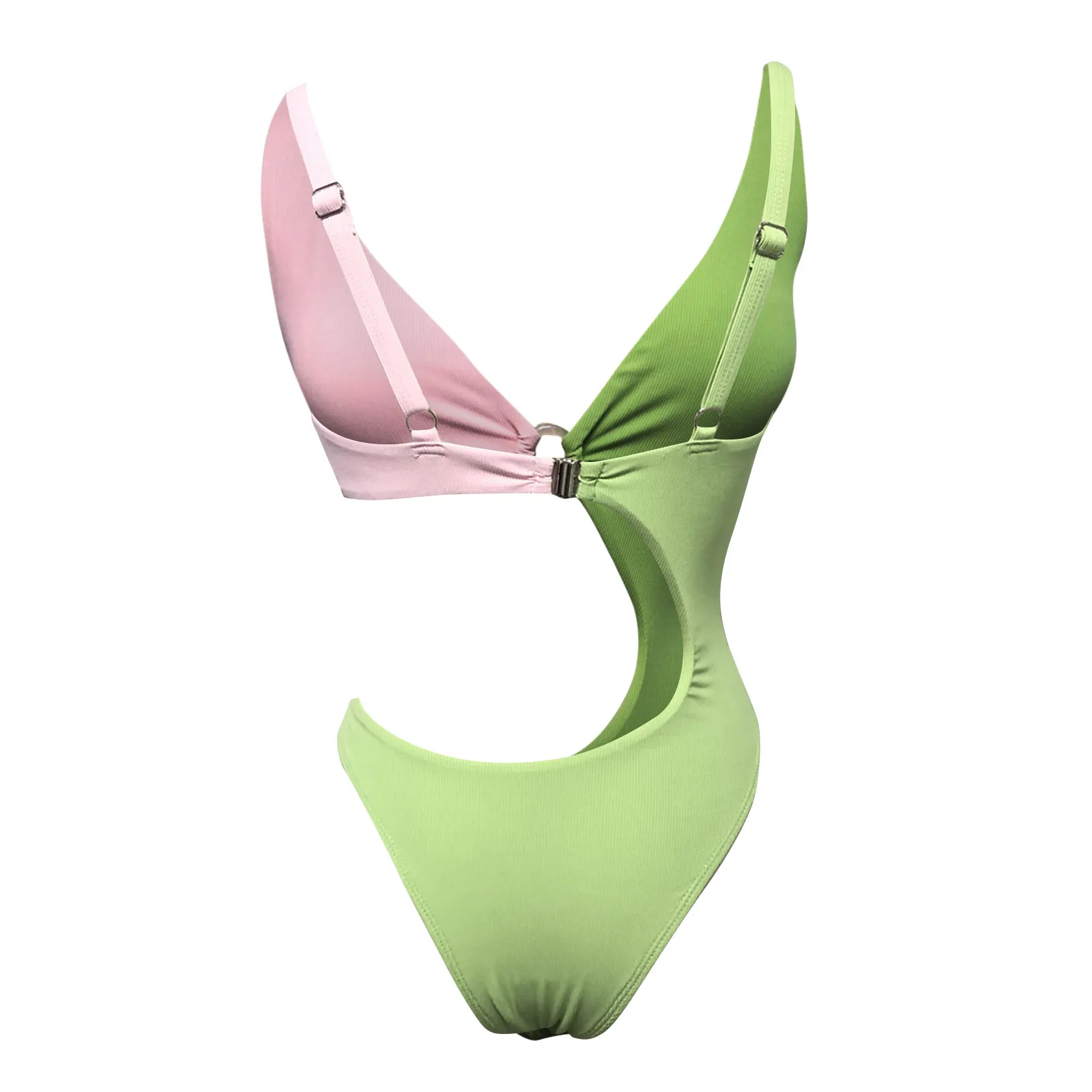 

Women One-Piece Swimwear Contrast Solid Color Swimsuit Bikini Swimming Beachwear 2020