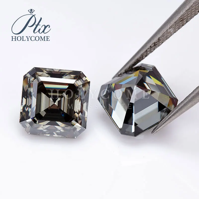 

Stones jewelry gray color asscher cut 1ct loose moissanite diamond gemstones