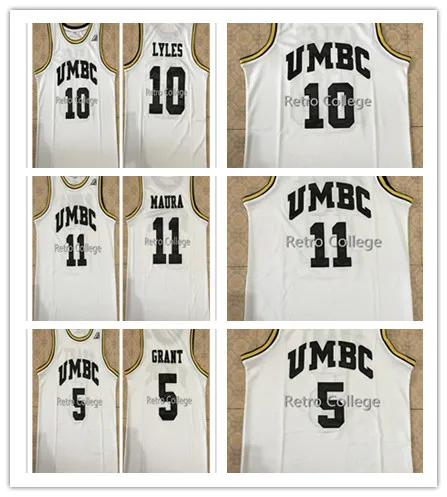 

UMBC Retrievers 10 Jairus Lyles 11 K.J.Maura 5 Jourdan Grant Basketball Jersey Stitched Custom Any Name Any Number