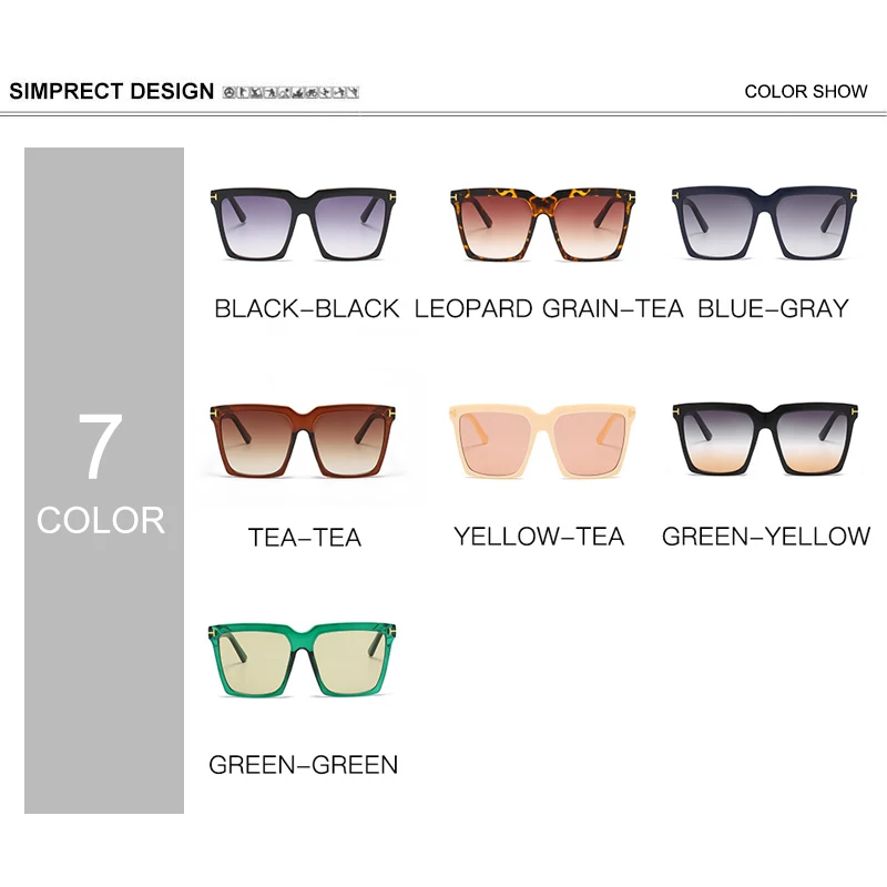 

SIMPRECT Oversized Sunglasses Women 2020 Luxury Brand Designer Square Sunglasses Retro Vintage Big Sun Glasses Shades For Women
