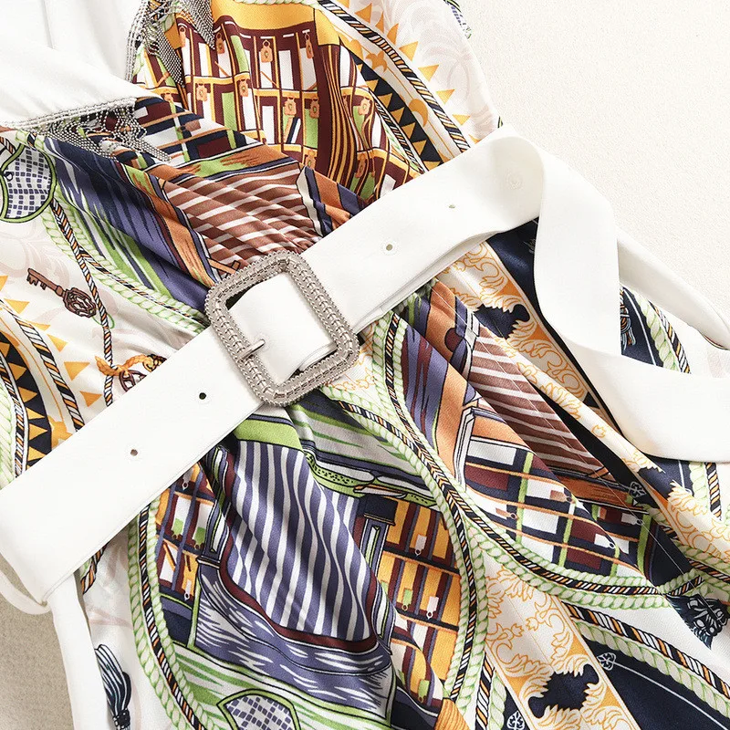 

Fashion Runway Designer Summer Dress 2020 New Womens Clothing V Neck Elegant Beading Tassel Vintage Print Patchwork Dress Casual
