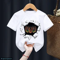 funny tiger in the bullet hole colorful cat t shirt 3d cartoon print t shirt baby kids gift clothes girls boys unisex tshirt top