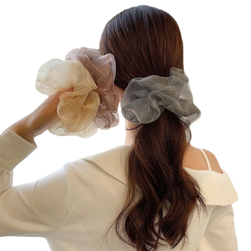 

Ymh Pork Intestine Mesh Hair Band Ins Korean Simple High-Grade Oversized Hairtie Korean Internet Celebrity Intestine Hair Rope